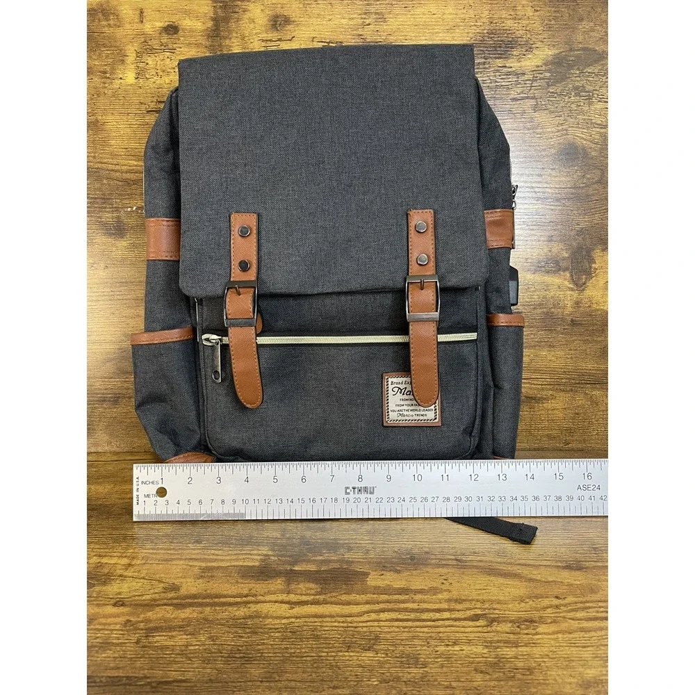Mancio Vintage Laptop Backpack with USB Charging Port